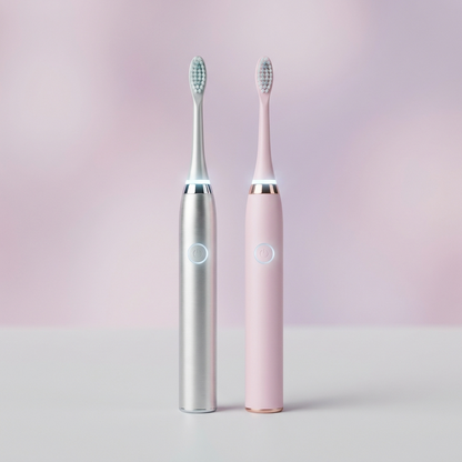 LumaGlow Sonic Electric Toothbrush in Silver and Pink