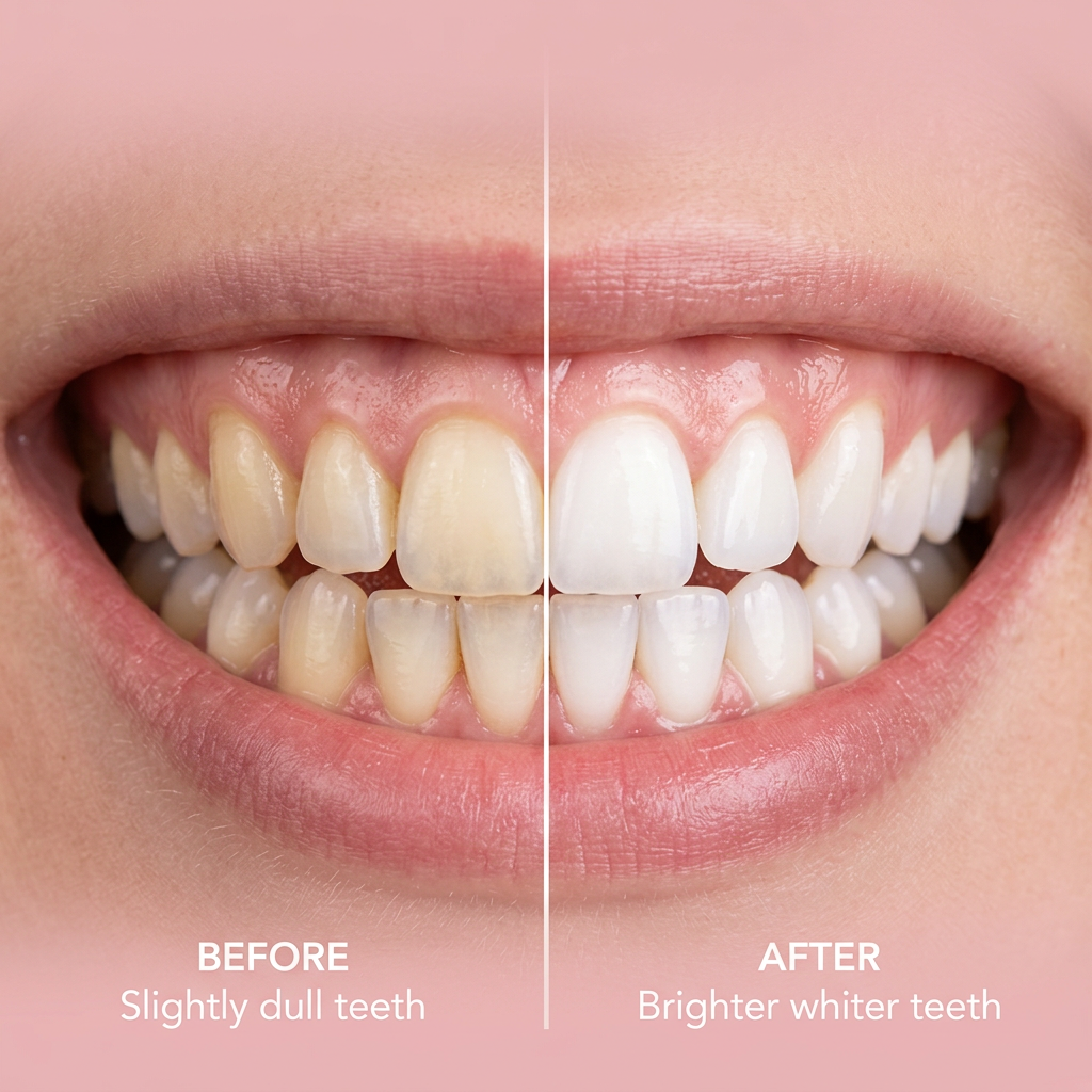 Before and after teeth whitening with LumaGlow