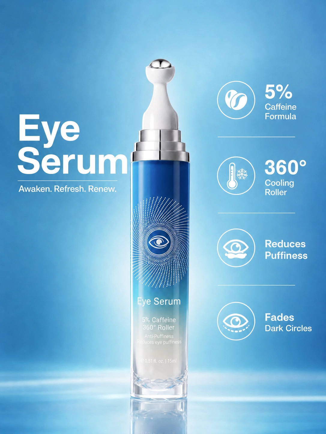 Caffeine De-Puff Eye Roller — Anti-Dark Circle & Wrinkle Serum