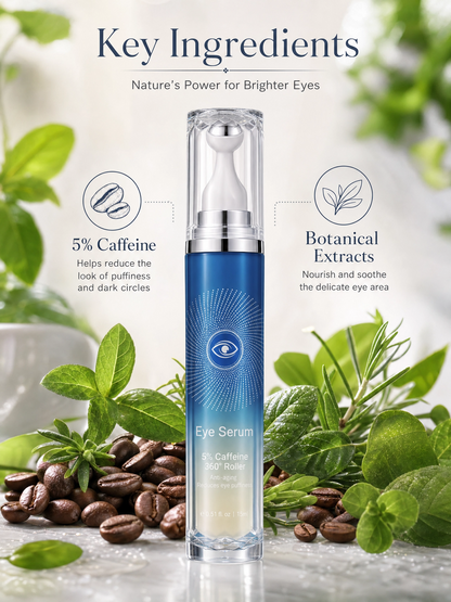 Caffeine De-Puff Eye Roller — Anti-Dark Circle & Wrinkle Serum