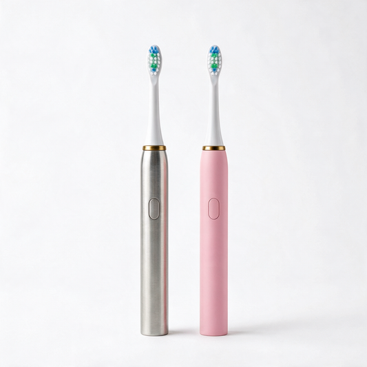LumaGlow Sonic Electric Toothbrush in Silver and Pink